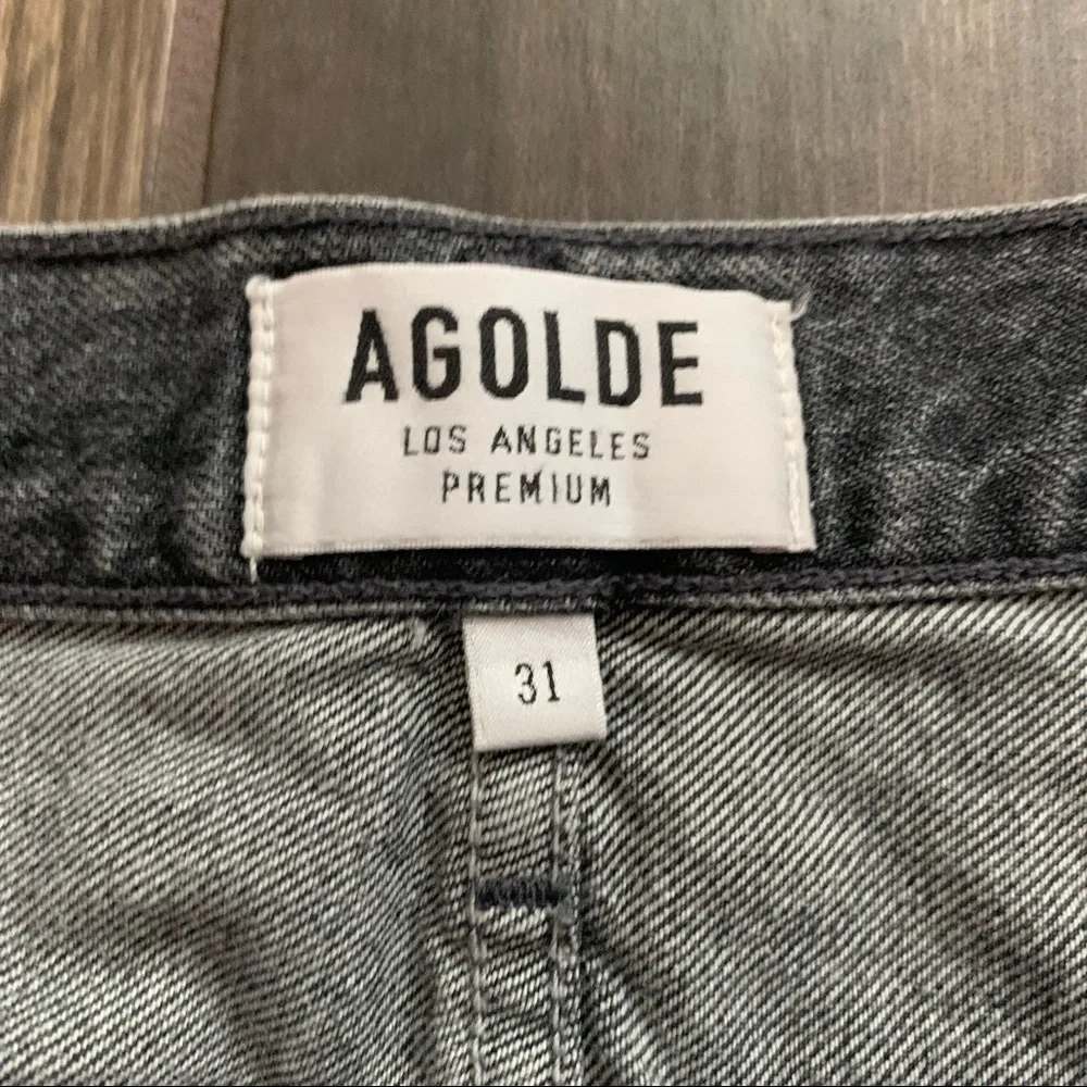 AGOLDE Jeanette Mini Skirt East Village Raw Hem Gray Sz 31